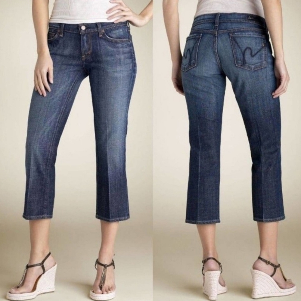 Citizens of Humanity Kelly Stretch Low Waist Cropped Y2K Blue Jeans size 28